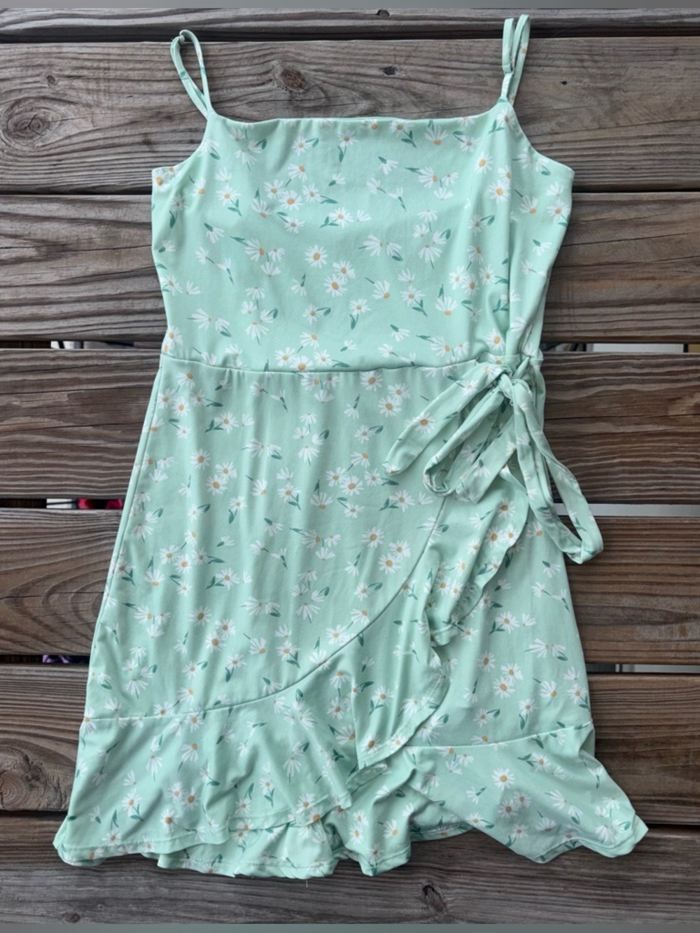 Altar’d State Mint Green Floral Wrap Dress Daisy Print